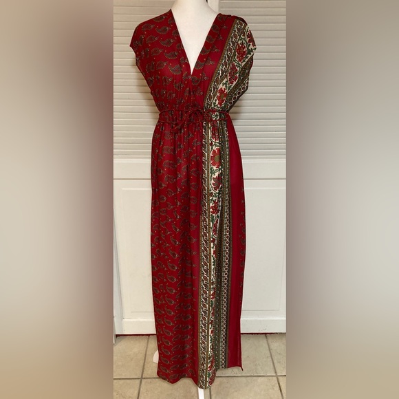 EUC Vintage Samye Split V-neck Maxi Dress Size Large - Picture 3 of 9